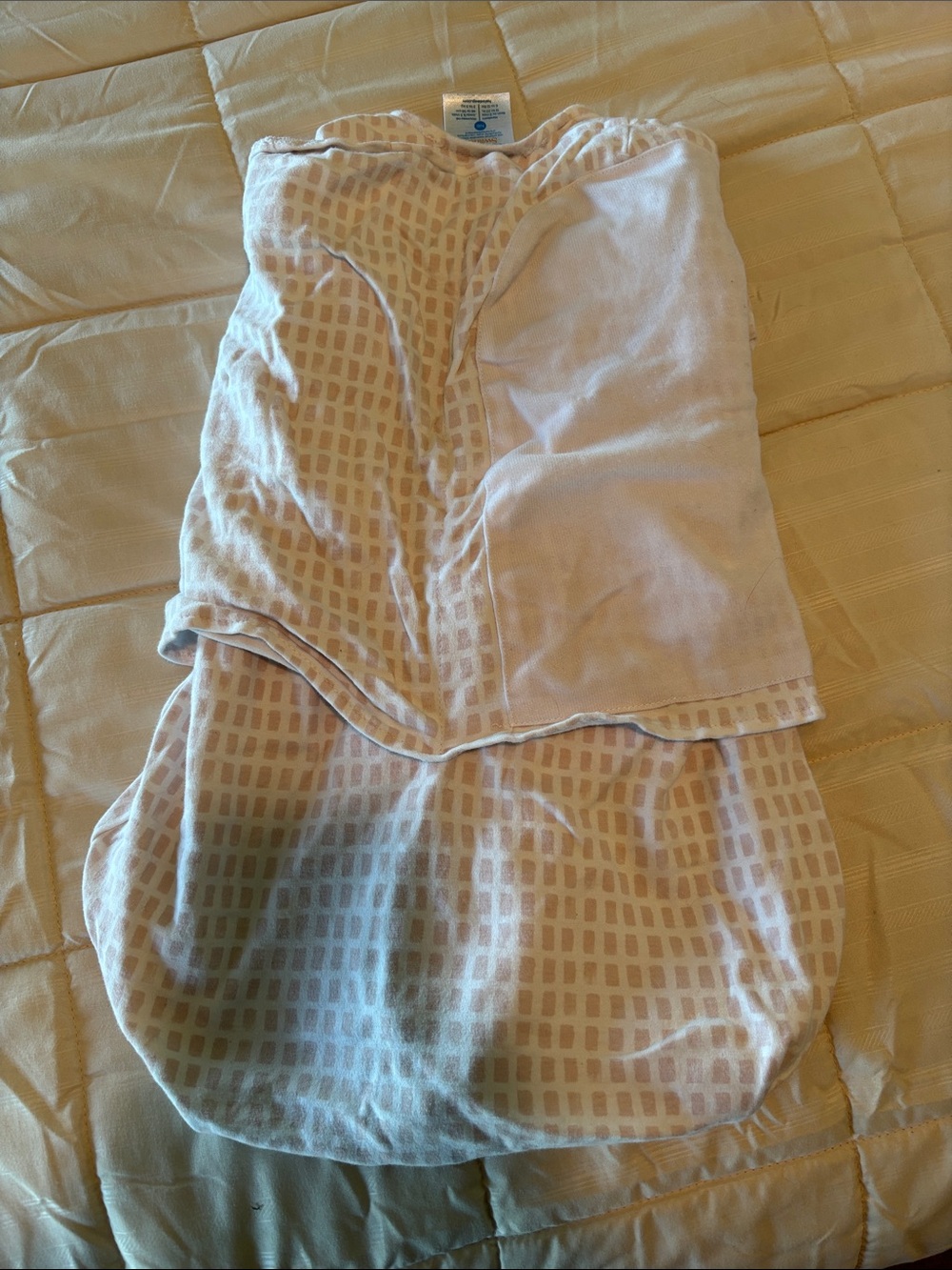 Halo SleepSack Swaddle in Beige with Light Pink Grid - Picture 3 of 4